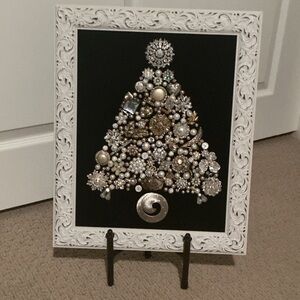 Elegant Holiday Tree Wall Art with White Frame